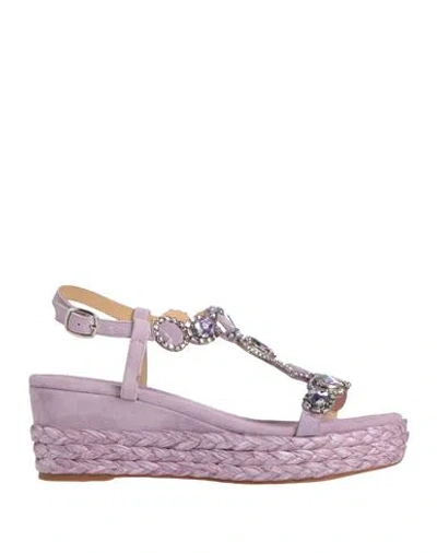 Alma En Pena . Woman Espadrilles Light Purple Size 8 Leather In Purple