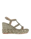 Alma En Pena . Woman Espadrilles Military Green Size 6 Leather In Green