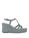 Alma En Pena . Woman Espadrilles Pastel Blue Size 7 Leather