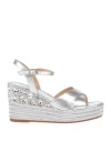 Alma En Pena . Woman Espadrilles Silver Size 8 Leather In Silver
