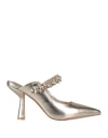 Alma En Pena . Woman Mules & Clogs Bronze Size 7 Leather In Yellow