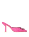 Alma En Pena . Woman Mules & Clogs Fuchsia Size 10 Leather In Pink