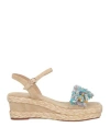 Alma En Pena . Woman Sandals Beige Size 11 Leather In Beige