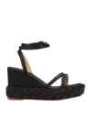 Alma En Pena . Woman Sandals Black Size 7 Textile Fibers In Black