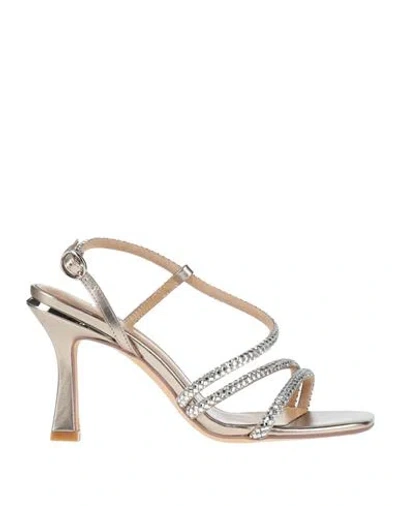 Alma En Pena . Woman Sandals Bronze Size 8 Leather In Yellow