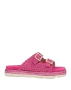 Alma En Pena . Woman Sandals Fuchsia Size 10 Leather In Pink