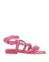 Alma En Pena . Woman Sandals Fuchsia Size 7 Leather In Pink