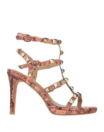 Alma En Pena . Woman Sandals Salmon Pink Size 7 Textile Fibers