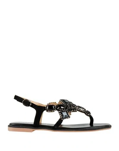 Alma En Pena . Woman Thong Sandal Black Size 8 Leather