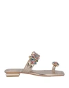 Alma En Pena . Woman Thong Sandal Bronze Size 8 Leather In Yellow