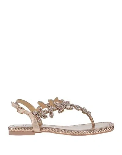 Alma En Pena . Woman Thong Sandal Rose Gold Size 8 Leather