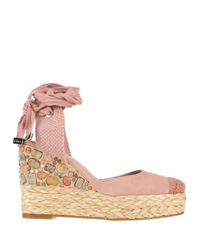 Alma En Pena . Woman Espadrilles Blush Size 7 Leather, Textile Fibers In Pink