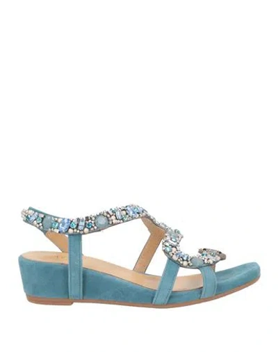 Alma En Pena . Woman Sandals Slate Blue Size 7 Leather