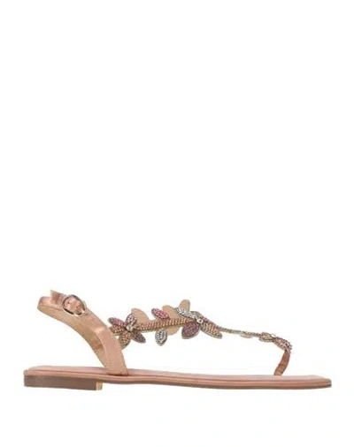 Alma En Pena . Woman Thong Sandal Blush Size 6 Textile Fibers In Pink