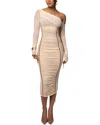 Alma King Off-the-shoulder Midi Dress In Neutral