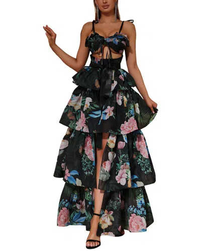 Alma King Print Maxi Dress In Black