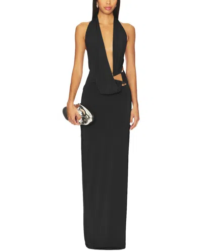 Alma King Solid Maxi Dress In Black