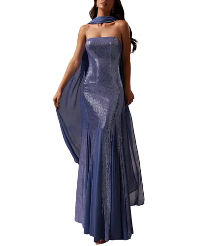 Alma King Solid Maxi Dress In Blue