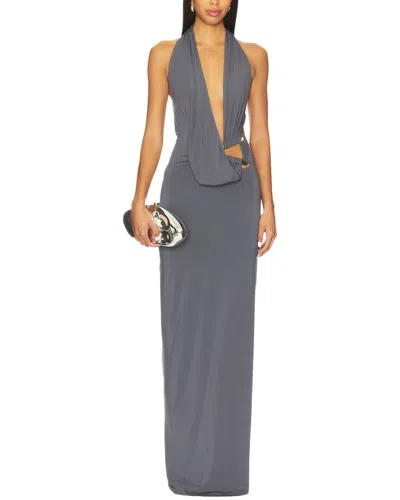 Alma King Solid Maxi Dress In Blue