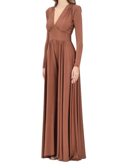 Alma Sanchez Brown Polyester-blend Palazzo Jumpsuit
