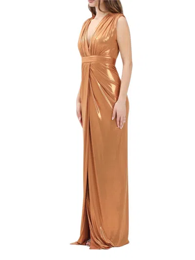 Alma Sanchez Copper Polyester Elastane Lamé Lycra Dress In Animal Print