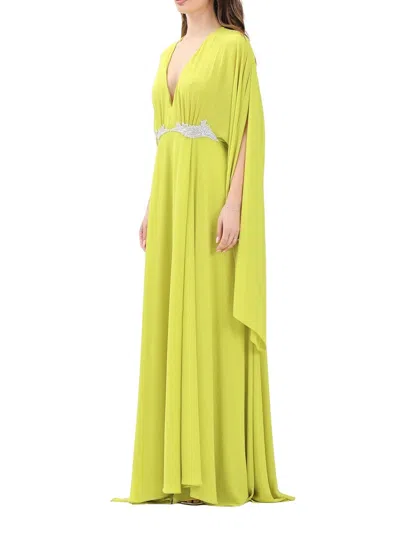 Alma Sanchez Green Angera Polyester Long Dress