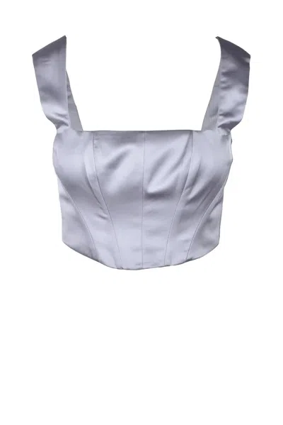 Alma Sanchez Grey Square-neck Polyester-blend Tank Top In Gray