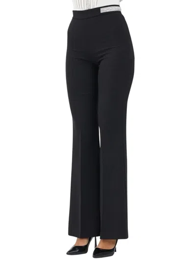 Alma Sanchez High-waisted Black Trousers With Rhinestone Embellishment