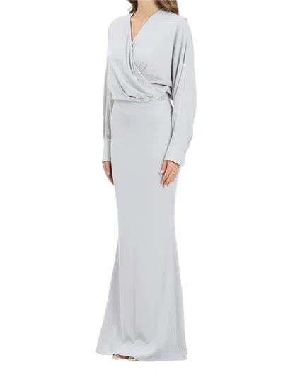 Alma Sanchez Long Dress With Batwing Sleeves And Back Slit In White