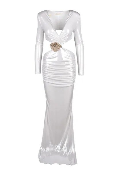 Alma Sanchez Long Ruched Dress - Pearl Grey In Gray