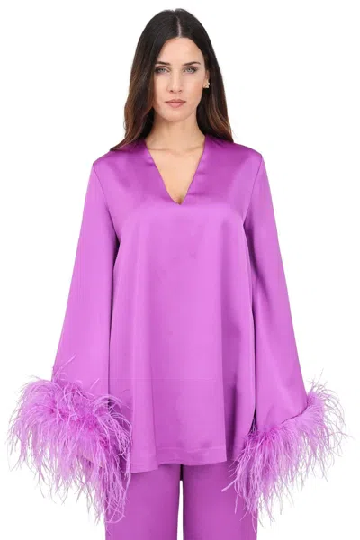 Alma Sanchez Long Satin Blouse - Purple In Green