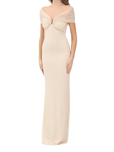 Alma Sanchez Long Tulle Dress With Light-catching Embellishments In Neutral