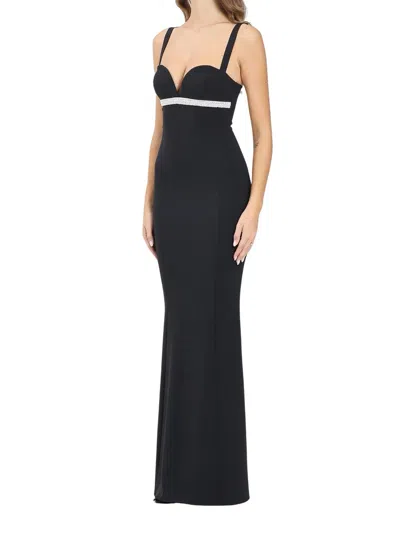 Alma Sanchez Maxi Dress With Bustier Neckline And Sparkling Detail In Black