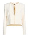 Alma Sanchez Woman Blazer Cream Size 6 Polyester, Elastane In White