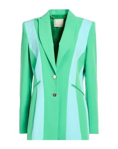 Alma Sanchez Woman Blazer Green Size 6 Polyester, Elastane