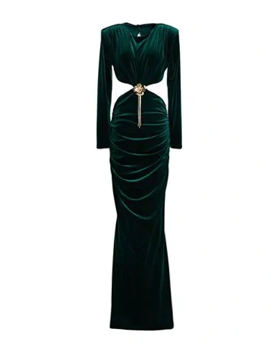 Alma Sanchez Woman Maxi Dress Emerald Green Size 8 Polyester, Elastane