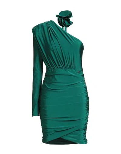 Alma Sanchez Woman Mini Dress Dark Green Size 6 Polyester, Elastane