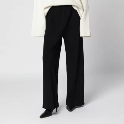 Almada Label Bea Wide-leg Crepe Trousers With Elastic Waist In Black