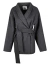 Almada Label Belted Jacket In Black