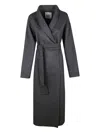 Almada Label Belted Wrap Coat In Gray