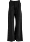 Almada Label Bias-cut Wide-leg Satin Trousers In Black