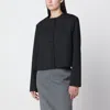 Almada Label Boxy Collarless Button Jacket In Black