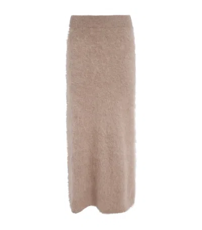 Almada Label Brushed Cashmere Umi Midi Skirt In Beige