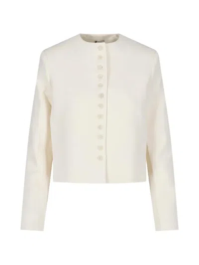 Almada Label Button-up Collarless Jacket In Neutral