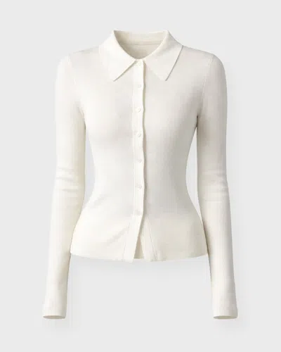 Almada Label Cardigan Lili Rib Cashmere In White