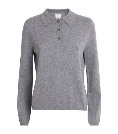 Almada Label Cashmere Minou Polo Sweater In Gray