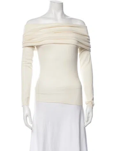 Pre-owned Almada Label Cashmere Off-the-shoulder Sweater In Neutrals
