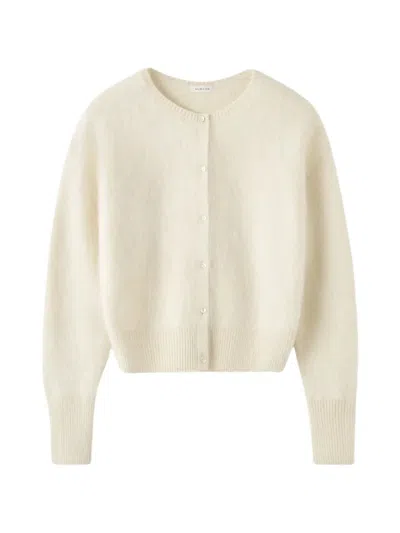 Almada Label Coco Vanilla Cardigan In Brushed Cashmere In White