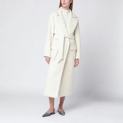 Almada Label Cream Robe Coat In Metallic