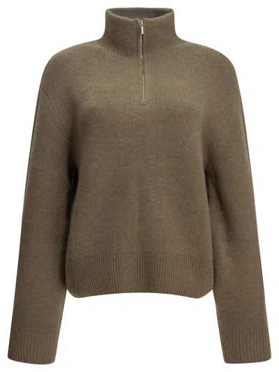 Almada Label Dana Half-zip Knitted Sweater In Brown